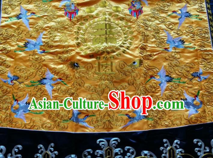 Chinese National Taoist Embroidered Cranes Yellow Priest Frock Cassock Traditional Taoism Rites Costume for Men