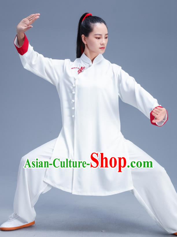 Chinese Traditional Kung Fu Competition White Garment Outfits Martial Arts Stage Show Costumes for Women