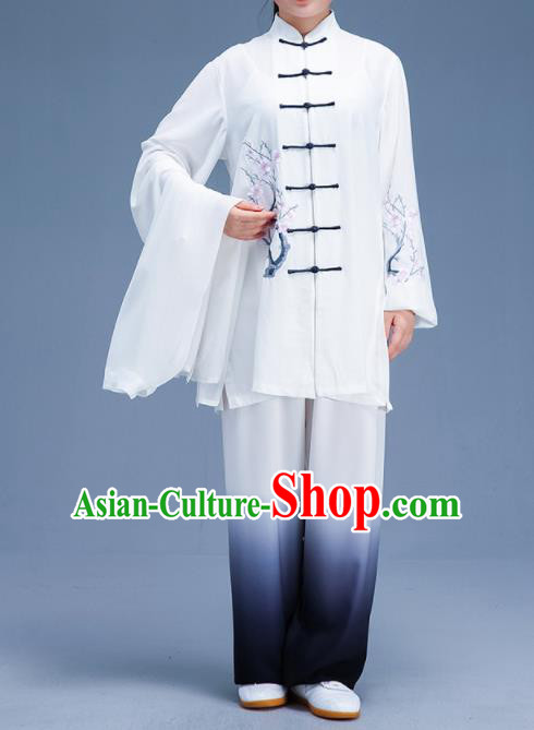 Chinese Traditional Kung Fu Embroidered Plum Blossom Garment Outfits Martial Arts Stage Show Costumes for Women
