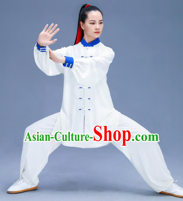 Chinese Traditional Kung Fu White Garment Outfits Martial Arts Stage Show Costumes for Women