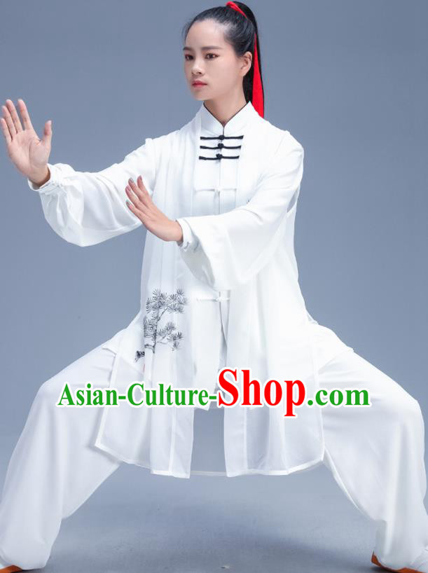 Chinese Traditional Kung Fu Competition White Outfits Martial Arts Stage Show Costumes for Women