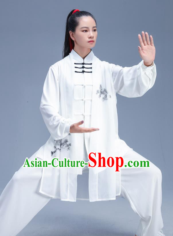 Chinese Traditional Kung Fu Competition White Outfits Martial Arts Stage Show Costumes for Women