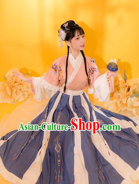 Traditional Chinese Jin Dynasty Royal Princess Pink Hanfu Dress Ancient Goddess Costumes for Women