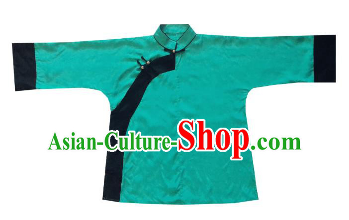 Chinese Traditional Qing Dynasty Green Shirt National Tang Suit Upper Outer Garment Blouse Costume for Women