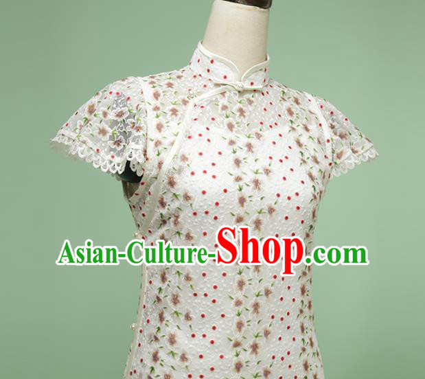 Chinese Traditional Embroidered Qipao Dress National Tang Suit Cheongsam Costumes for Women