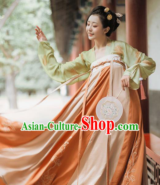 Chinese Traditional Tang Dynasty Palace Lady Dress Ancient Court Maid Historical Costumes for Women