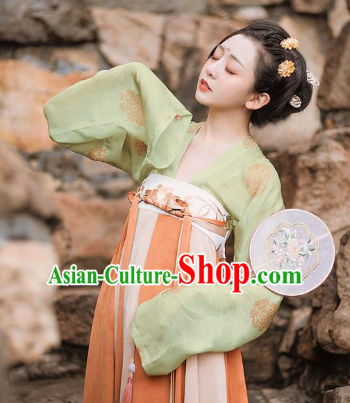 Chinese Traditional Tang Dynasty Palace Lady Dress Ancient Court Maid Historical Costumes for Women