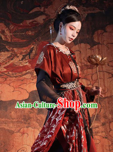 Chinese Traditional Tang Dynasty Court Maid Dress Ancient Flying Apsaras Historical Costumes for Women
