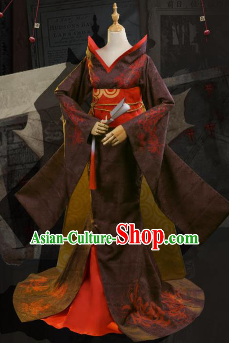 Japanese Traditional Cosplay Geisha Deep Purple Kimono Dress Japan Yukata Costumes for Women