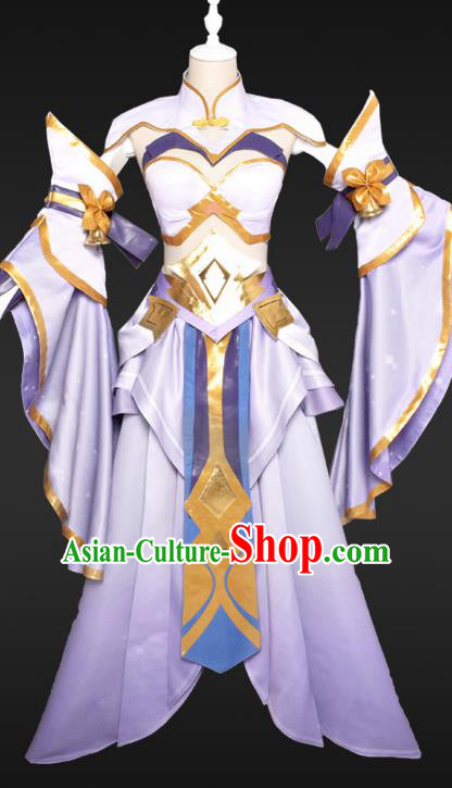 Chinese Cosplay Female Swordsman Lilac Hanfu Dress Traditional Ancient Princess Costumes for Women