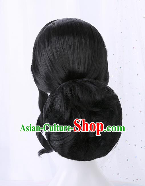 Chinese Traditional Cosplay Geisha Black Wigs Ancient Courtesan Wig Sheath for Women