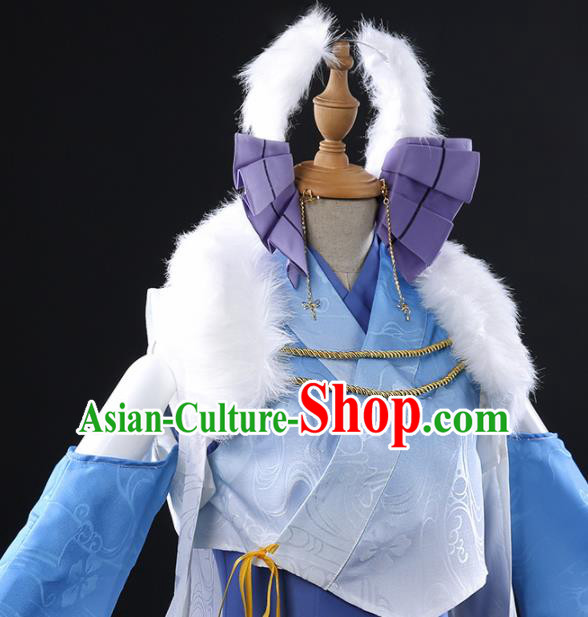 Japanese Traditional Cosplay Geisha Blue Kimono Dress Japan Costumes for Women