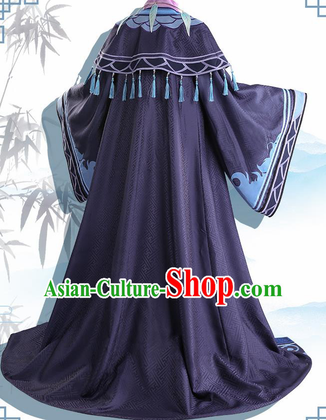 Chinese Traditional Cosplay Knight Purple Clothing Ancient Swordsman Costumes for Men
