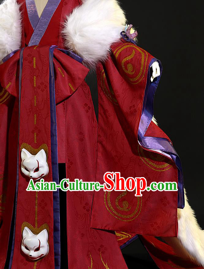 Japanese Traditional Cosplay Geisha Red Kimono Dress Japan Costumes for Women
