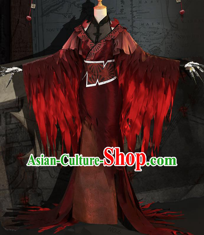 Chinese Traditional Cosplay Geisha Red Qipao Dress Ancient Swordswoman Costumes for Women