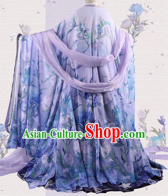 Chinese Traditional Cosplay Goddess Purple Hanfu Dress Ancient Swordswoman Costumes for Women