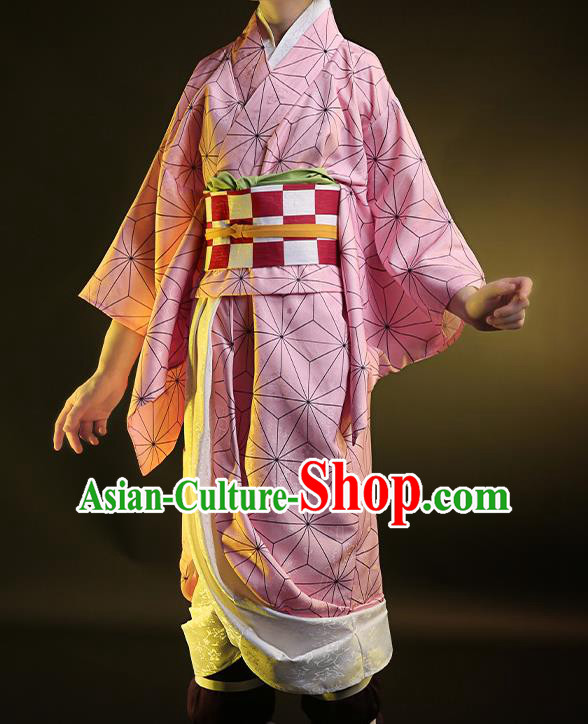 Japanese Traditional Cosplay Geisha Pink Kimono Dress Japan Onmyoji Yukata Costumes for Women