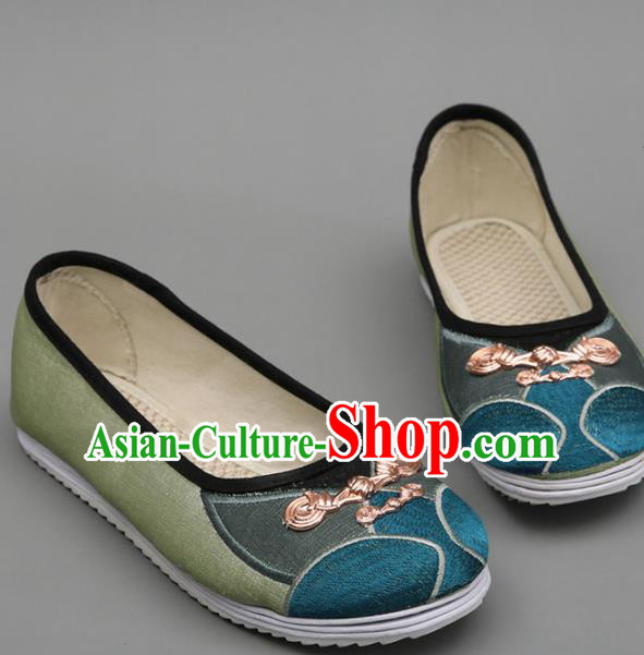 Chinese Traditional Hanfu Green Shoes Ancient Princess Shoes for Women