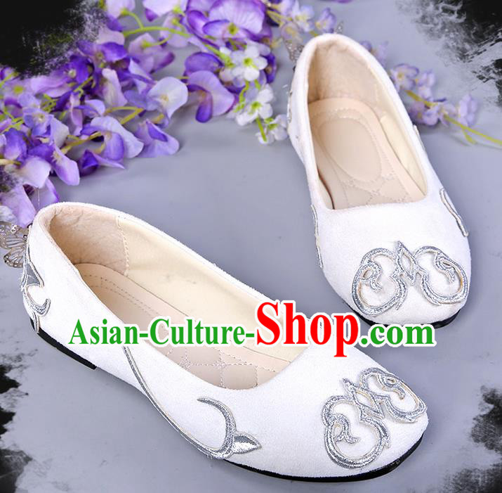 Chinese Traditional White Hanfu Shoes Ancient Princess Shoes for Women