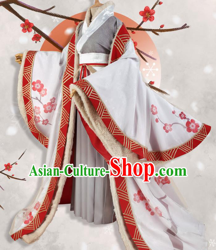 Chinese Traditional Cosplay Goddess White Hanfu Dress Ancient Princess Costumes for Women