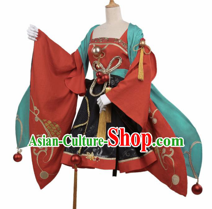 Chinese Traditional Cosplay Goddess Red Hanfu Dress Ancient Female Swordsman Costumes for Women