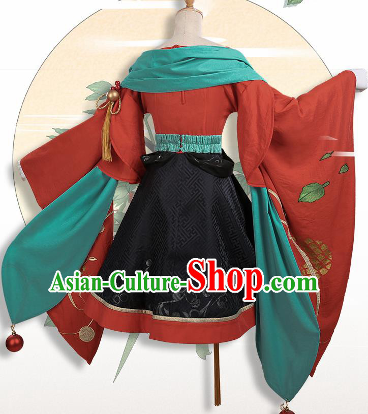 Chinese Traditional Cosplay Goddess Red Hanfu Dress Ancient Female Swordsman Costumes for Women