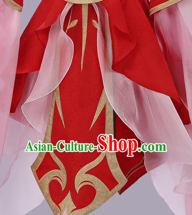 Chinese Traditional Cosplay Wedding Goddess Red Hanfu Dress Ancient Female Swordsman Costumes for Women