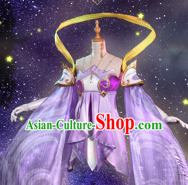 Chinese Traditional Cosplay Fairy Purple Hanfu Dress Ancient Female Swordsman Costumes for Women
