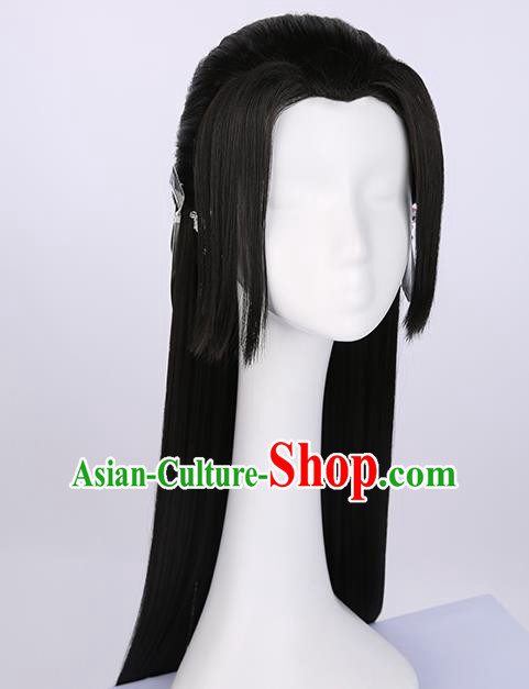 Chinese Traditional Cosplay Female Swordsman Black Wigs Ancient Princess Wig Sheath for Women