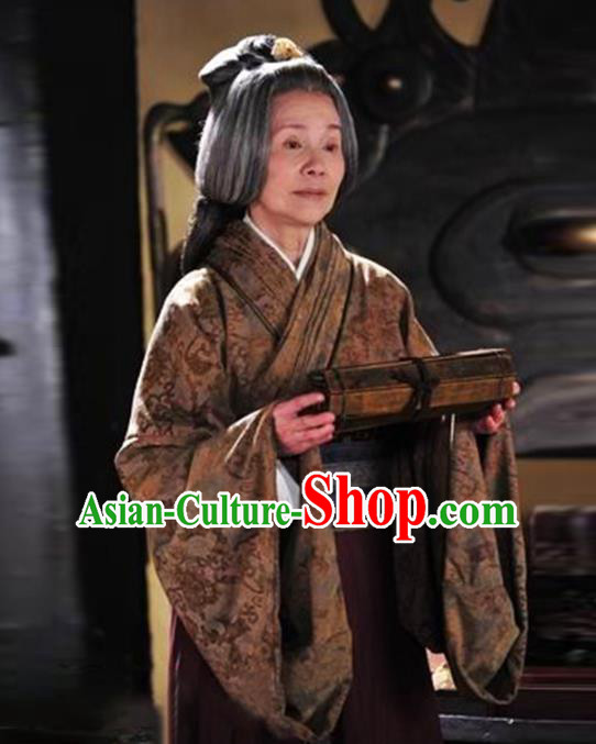 Chinese Traditional Qin Dynasty Dame Hanfu Dress Ancient Drama Dowager Countess Historical Costumes for Women