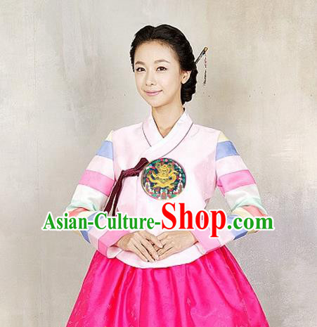 Korean Traditional Dance Hanbok Pink Blouse and Rosy Dress Garment Asian Korea Fashion Costume for Women