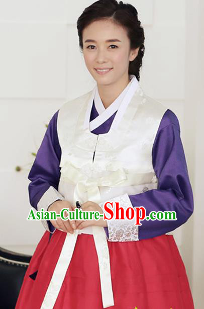 Korean Traditional Court Hanbok White Vest Blouse and Dress Garment Asian Korea Fashion Costume for Women