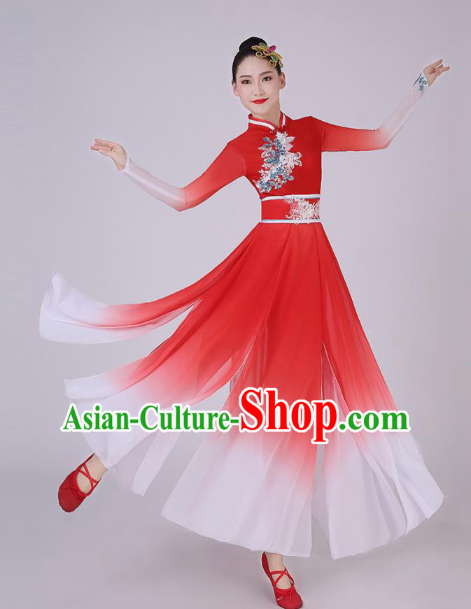 Chinese Traditiona Classical Dance Red Dress Umbrella Dance Costume for Women