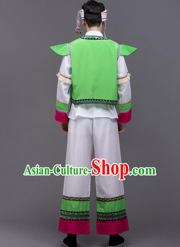 Chinese Traditional Zhuang Nationality Stage Show Garment Ethnic Folk Dance Costume for Men