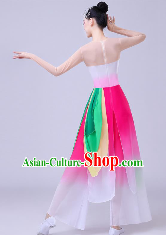 Chinese Traditional Umbrella Dance Fan Dance Pink Dress Classical Dance Stage Performance Costume for Women
