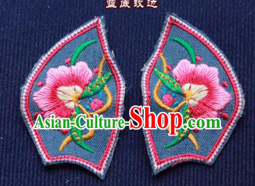 Chinese Traditional Blue Embroidered Patch Embroidery Craft Embroidering Accessories