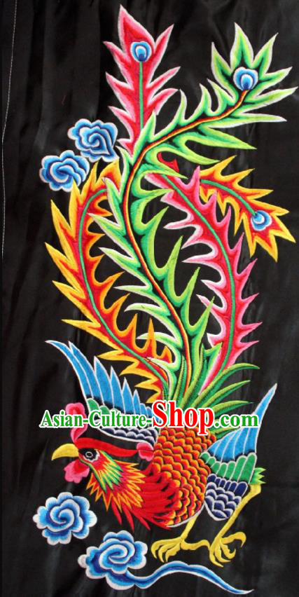 Chinese Traditional Embroidered Phoenix Black Patch Embroidery Dress Applique Craft Embroidering Accessories