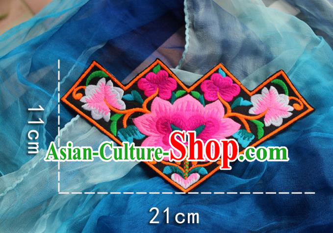 Chinese Traditional Embroidered Flowers Black Patch Embroidery Craft Embroidering Accessories