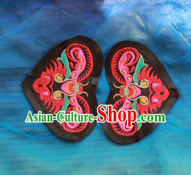 Chinese Traditional Embroidered Butterfly Heart Shape Patch Embroidery Craft Embroidering Accessories