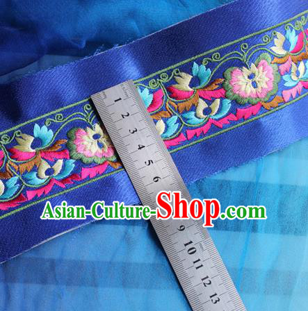 Chinese Traditional Embroidered Flowers Royalblue Applique Embroidery Patch Embroidery Craft Accessories