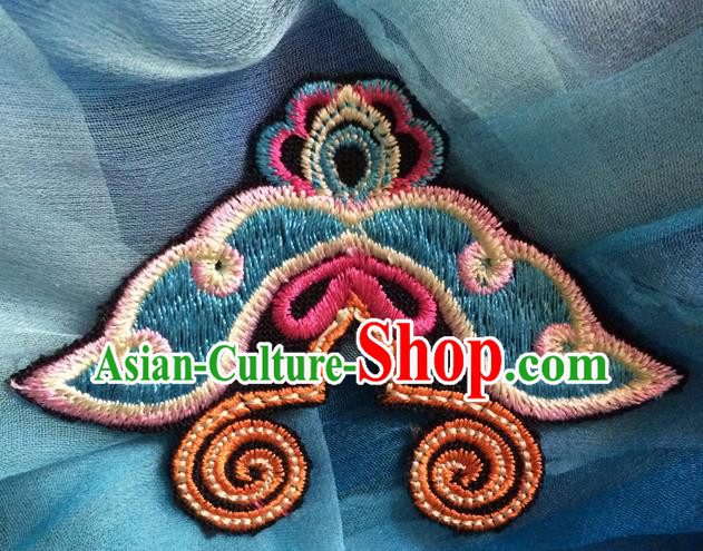 Chinese Traditional Embroidered Blue Butterfly Applique Embroidery Patch Embroidery Craft Accessories