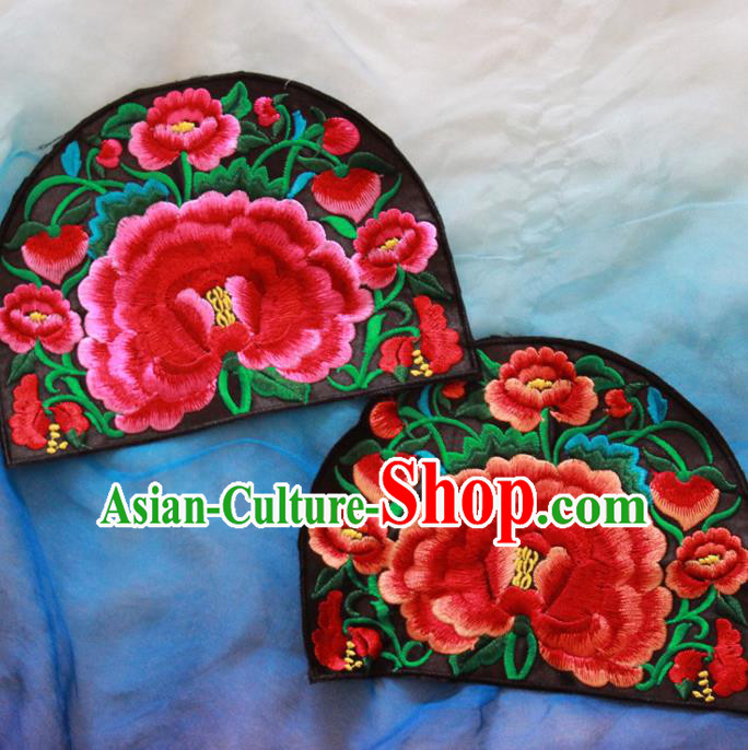 Chinese Traditional Embroidered Peony Patch Embroidery Craft Embroidering Accessories