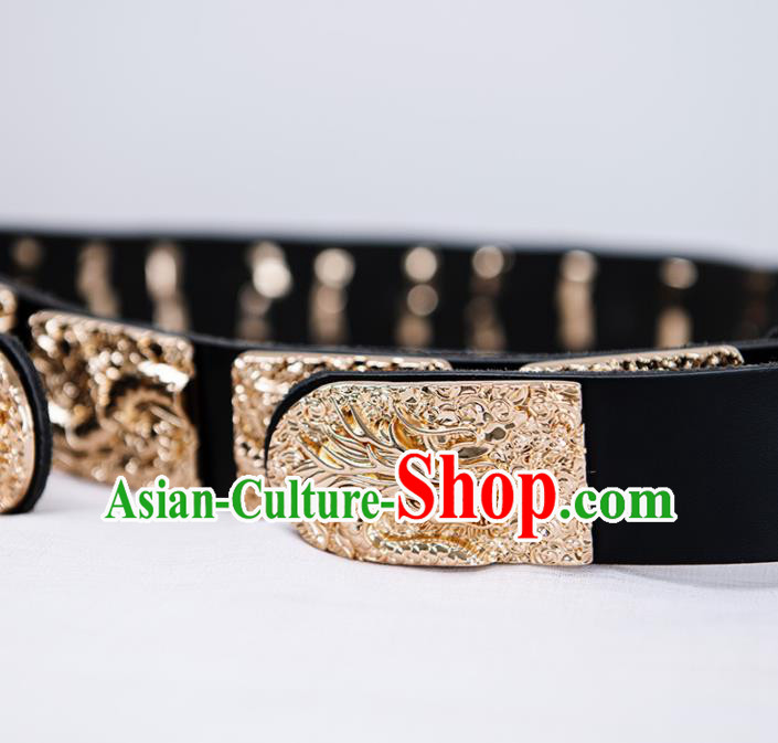 Chinese Ming Dynasty Emperor Leather Belts Traditional Ancient Royal Highness Waistband for Men