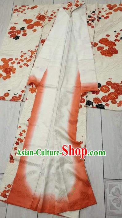 Traditional Asian Japan Geisha Clothing Japanese Fashion Apparel Printing Peony Furisode Kimono Costume for Women