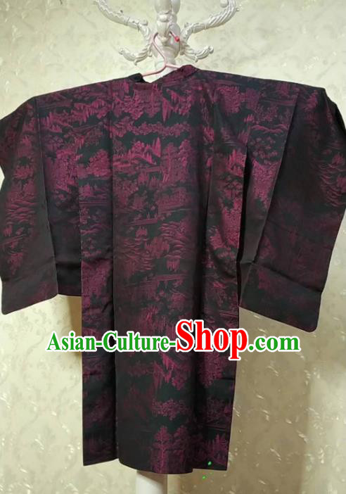 Traditional Japan Samurai Printing Black Haori Kimono Asian Japanese Fashion Apparel Yukata Costume for Men