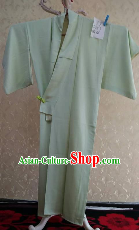 Traditional Japan Geisha Green Silk Furisode Kimono Asian Japanese Fashion Apparel Costume for Women