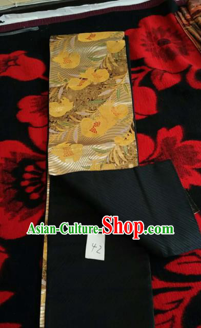 Japanese Geisha Classical Pattern Brown Brocade Kimono Belts Traditional Japan Yukata Waistband
