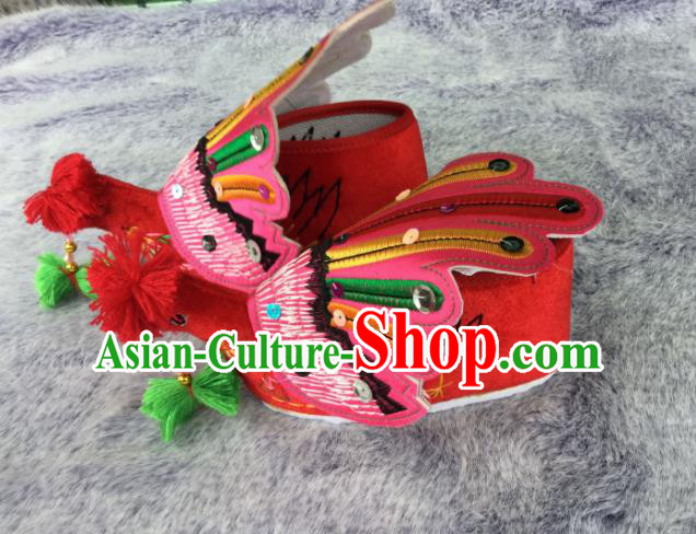 Chinese Traditional Goddess Red Embroidered Shoes Opera Shoes Hanfu Shoes
