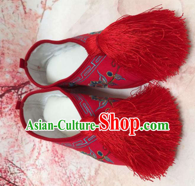 Asian Chinese Traditional Red Embroidered Shoes Princess Shoes Opera Shoes Hanfu Shoes for Women