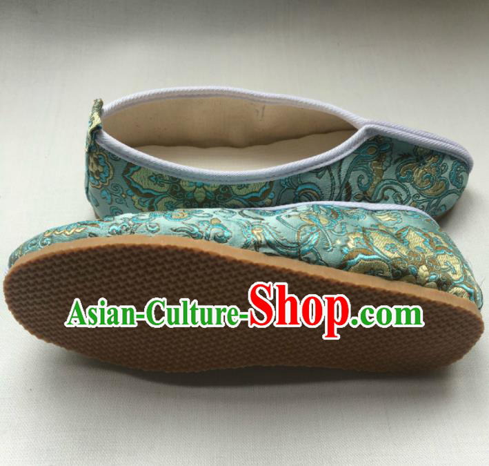 Asian Chinese Traditional Blue Embroidered Shoes Princess Shoes Opera Shoes Hanfu Shoes for Women